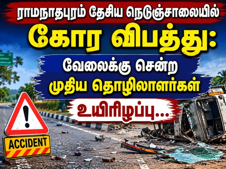 ராமநாதபுரம் தேசிய நெடுஞ்சாலையில் கோர விபத்து: வேலைக்கு சென்ற முதிய தொழிலாளர்கள் உயிரிழப்பு