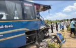 டேங்கர் லாரி மீது அரசு பேருந்து மோதி விபத்து - ஓட்டுநர் உயிரிழப்பு , 7 பேர் படுகாயம்