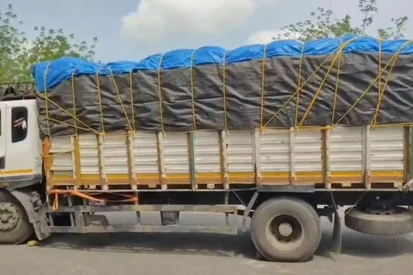 பழுதாகி நின்ற லாரி : ஆந்திர,கர்நாடக எல்லையில் போக்குவரத்து பாதிப்பு
