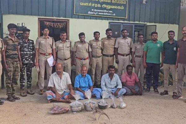 உடுமலை அருகே மான் இறைச்சி பதுக்கிய 4 பேர் கைது : வனத்துறை நடவடிக்கை
