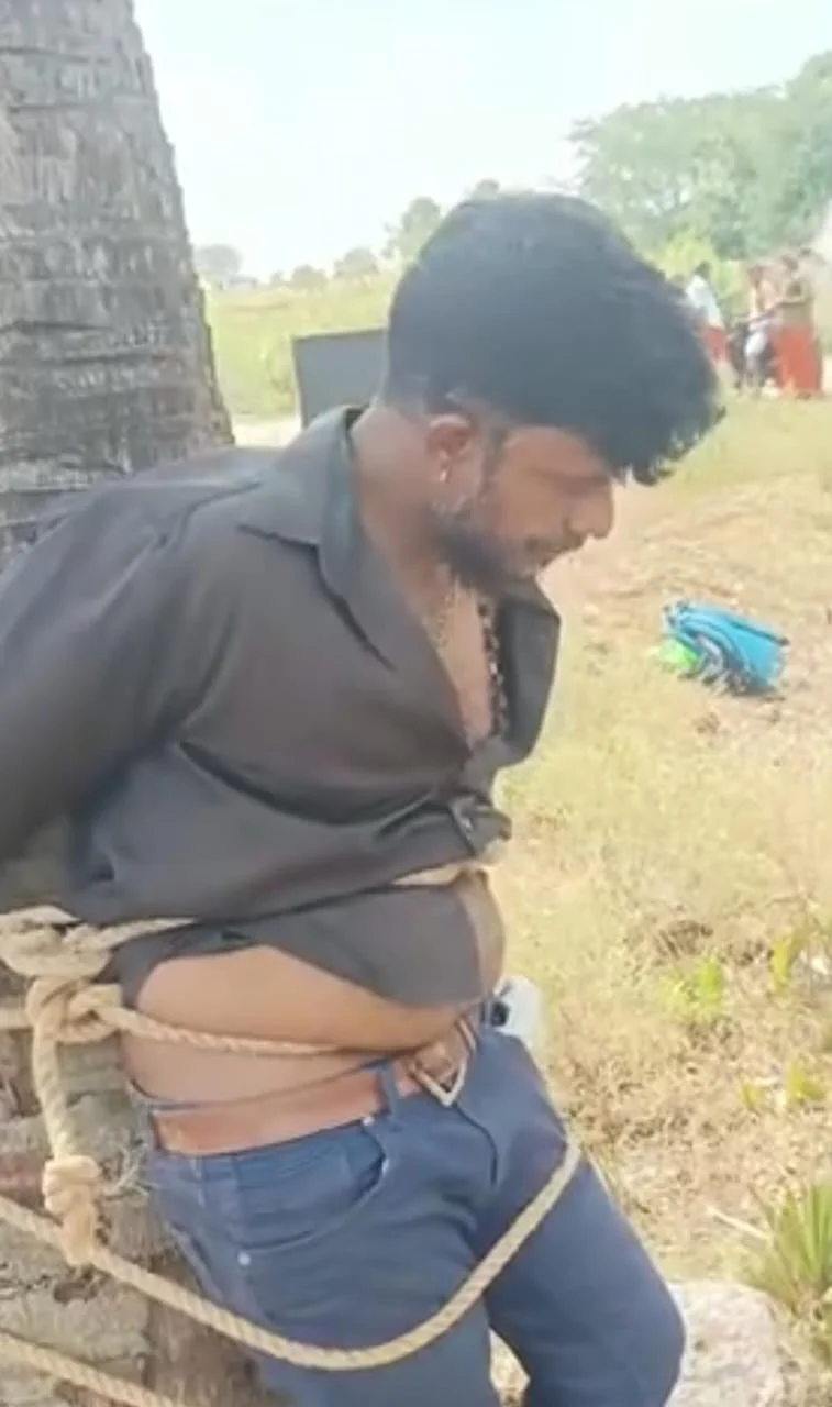 கொள்ளையனை மரத்தில் கட்டி வைத்த பொதுமக்கள் : மதுக்கரையில் பரபரப்பு